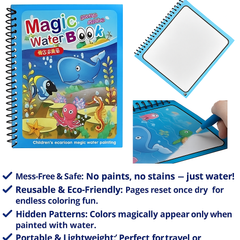 Magic Water Coloring & Drawing Book for Kids | Reusable Painting Doodle Board with Magic Water Pen – Mess-Free Fun & Educational Art Toy