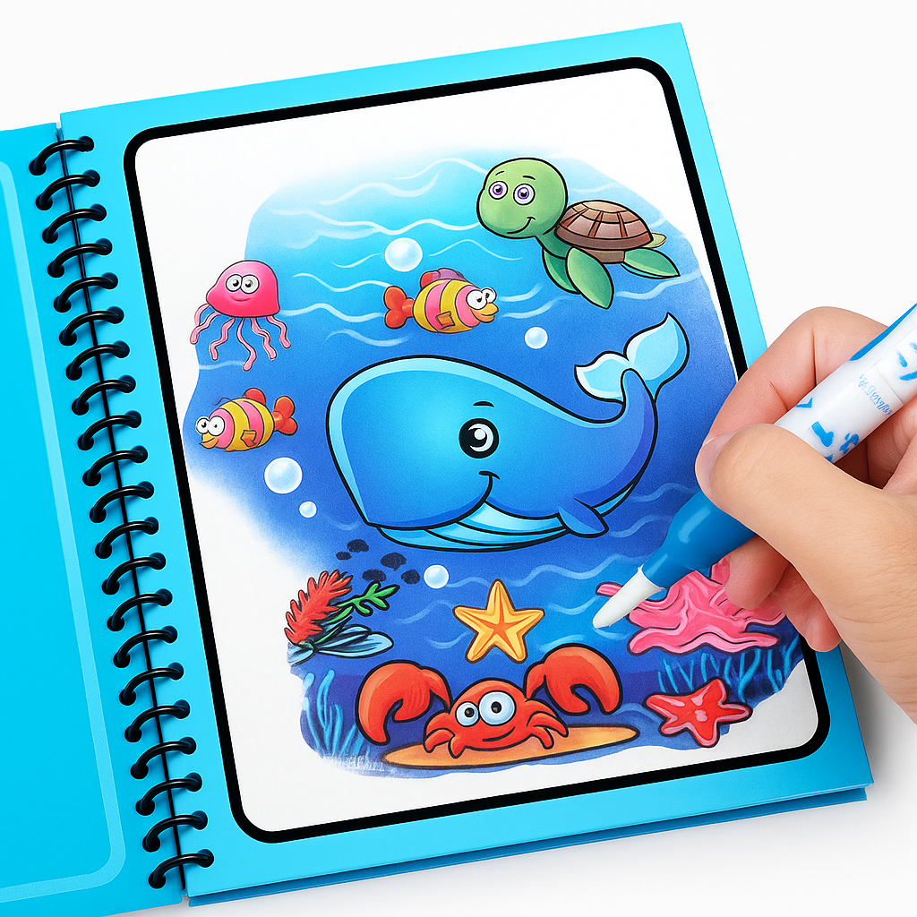 Magic Water Coloring & Drawing Book for Kids | Reusable Painting Doodle Board with Magic Water Pen – Mess-Free Fun & Educational Art Toy