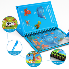 Magic Water Coloring & Drawing Book for Kids | Reusable Painting Doodle Board with Magic Water Pen – Mess-Free Fun & Educational Art Toy