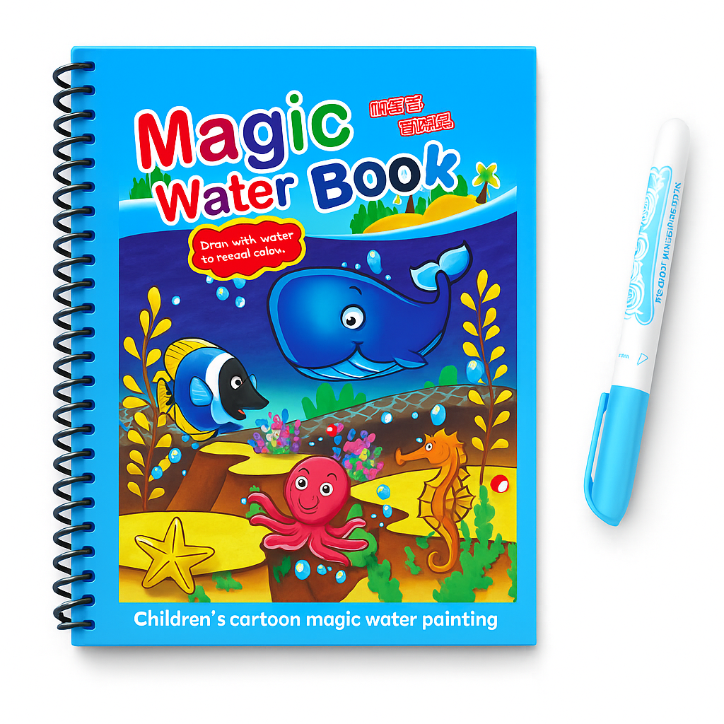 Magic Water Coloring & Drawing Book for Kids | Reusable Painting Doodle Board with Magic Water Pen – Mess-Free Fun & Educational Art Toy